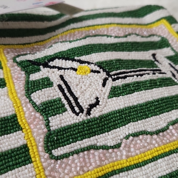 🔹️Made In india Viral Beaded Martini Green Striped Beaded Hancrafted Bag - Picture 9 of 10